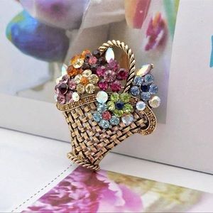 1pc Cute Creative Flower Basket Shaped Brooch Pins For Women's Suits, Casual Wea